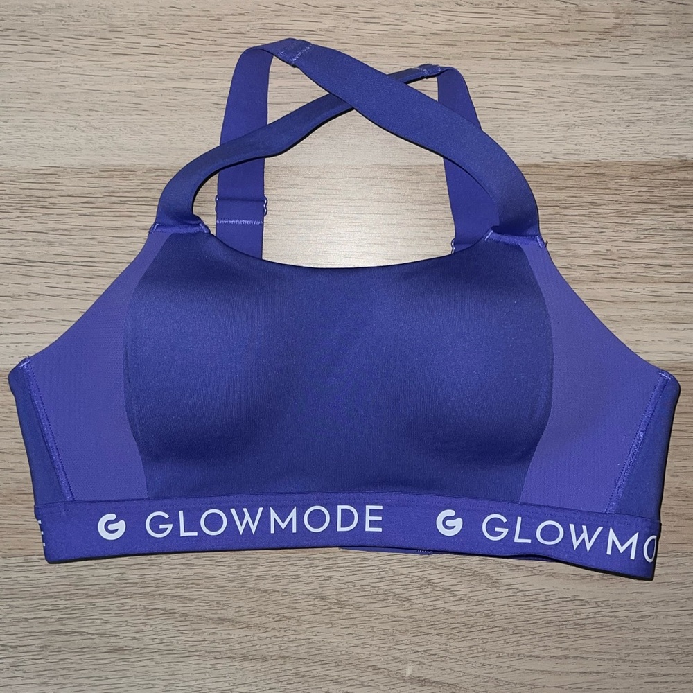 Glowmode Purple Sports Bra Cross Strap Size Small